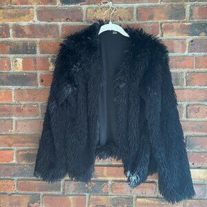 black "fur" cropped jacket